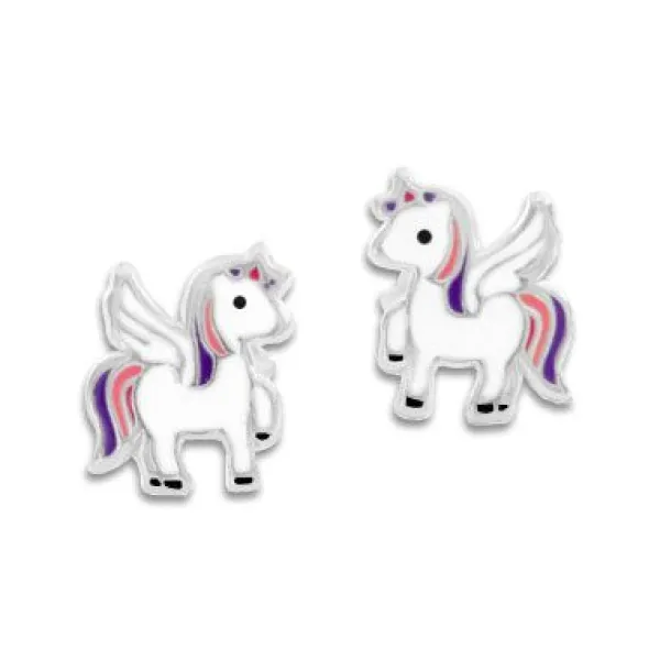 Ohrstecker|Silber Ohrstecker|Elfen Schmuck Alicorn Ohrstecker geflügeltes Einhorn 925 Silber