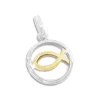 Anhänger Für Kinder|Anhänger Für Damen|Elfen Schmuck Anhänger Fisch-Symbol im Kreis bicolor 925 Silber