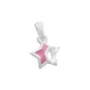 Anhänger Für Kinder|Silber Anhänger|Elfen Schmuck Anhänger für Kinder mit rosa Stern und Strass Steinen 925 Silber