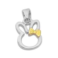 Anhänger Für Kinder|Silber Anhänger|Elfen Schmuck Anhänger Hase mit Schleife bicolor 925 Silber
