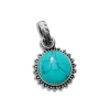 Anhänger Für Damen|Edelstein Anhänger In Silber|Elfen Schmuck Anhänger kleine runde Türkis Sonne filigraner Rand und Öse 925 Silber