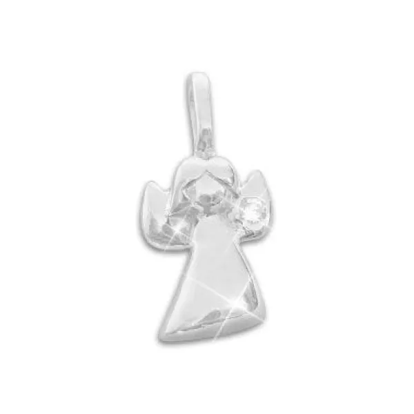Anhänger Für Kinder|Silber Anhänger|Elfen Schmuck Anhänger mit kleinem Engel und 1 Zirkonia 925 Silber