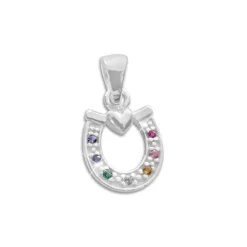 Anhänger Für Kinder|Anhänger Für Damen|Elfen Schmuck Anhänger Regenbogen Hufeisen mit Herz 925 Silber