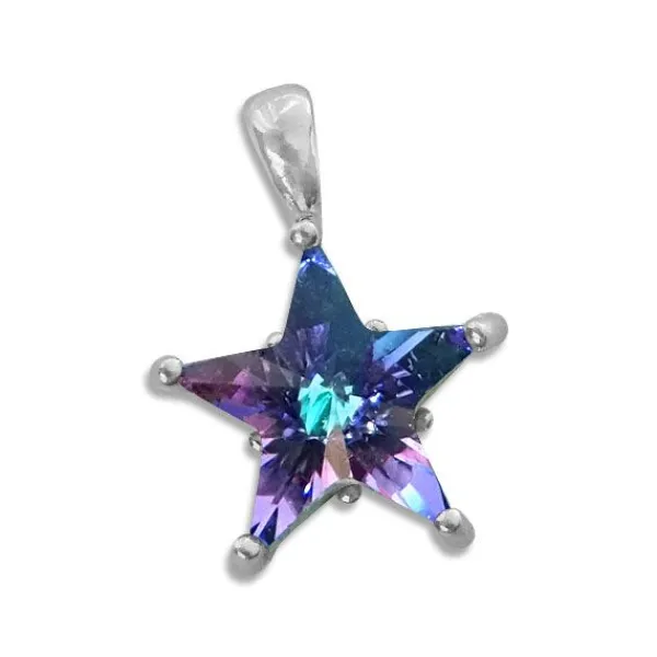 Anhänger Für Kinder|Anhänger Für Damen|Elfen Schmuck Anhänger Regenbogen Stern lila 925 Silber