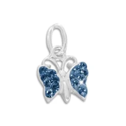 Anhänger Für Kinder|Silber Anhänger|Elfen Schmuck Anhänger Schmetterling mit blauen Strass Steinen 925 Silber