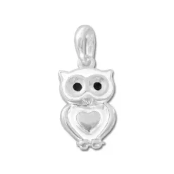 Anhänger Für Kinder|Silber Anhänger|Elfen Schmuck Anhänger Schnee-Eule weiß 925 Silber