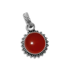 Anhänger Für Damen|Edelstein Anhänger In Silber|Elfen Schmuck Anhänger Sonne mit Karneol filigran geschwärzt 925 Silber