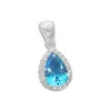 Anhänger Für Damen|Silber Anhänger|Elfen Schmuck Anhänger Strass Tropfen aquablau / weiß 925 Silber