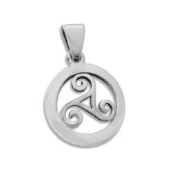 Anhänger Für Damen|Silber Anhänger|Elfen Schmuck Anhänger Triskele Spirale im Kreis 925 Silber