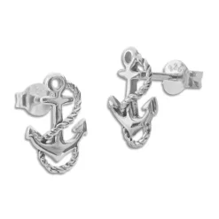 Ohrstecker|Ohrstecker|Elfen Schmuck Anker mit Seil Ohrstecker geschwärzt 925 Silber