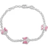 Kinderarmbänder|Weitere Armbänder|Elfen Schmuck Armband Schmetterlinge mit rosa Strass Steinen 925 Silber 16 cm