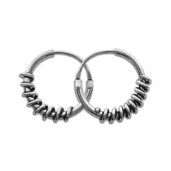 Creolen|Creolen|Elfen Schmuck Bali Creolen gedrehtes Seil 925 Silber 12 mm