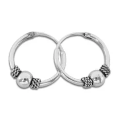 Creolen|Creolen|Elfen Schmuck Bali Creolen mit Kugeln 925 Silber 14 mm
