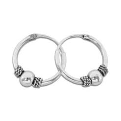 Creolen|Creolen|Elfen Schmuck Bali Creolen mit Kugeln 925 Silber 12 mm