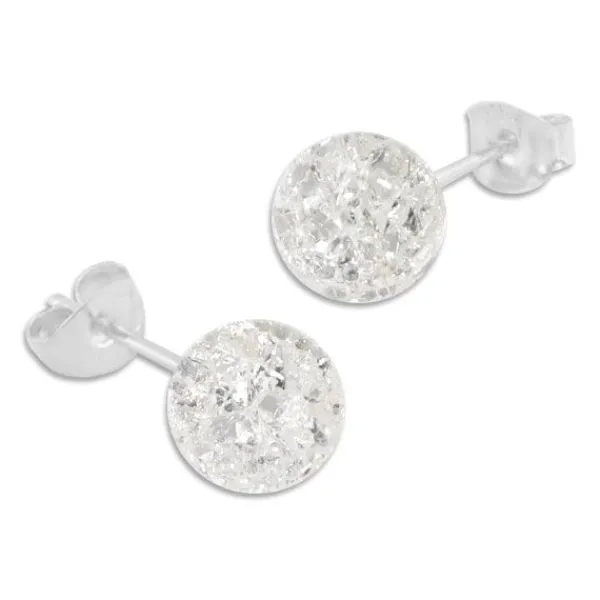 Ohrstecker|Edelstein Ohrringe|Elfen Schmuck Bergkristall Ohrstecker 8 mm geblitzt 925 Silber