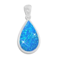 Anhänger Für Damen|Silber Anhänger|Elfen Schmuck Blauer Opal Anhänger Tropfen groß 925 Silber