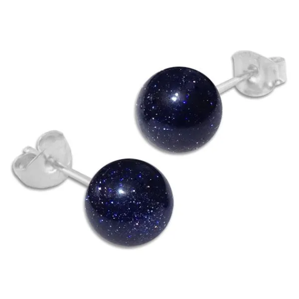 Ohrstecker|Edelstein Ohrringe|Elfen Schmuck Blaufluss Ohrstecker 8 mm 925 Silber
