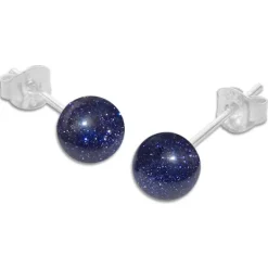 Ohrstecker|Edelstein Ohrringe|Elfen Schmuck Blaufluss Ohrstecker 6 mm 925 Silber