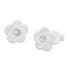 Ohrstecker|Silber Ohrstecker|Elfen Schmuck Blumen Ohrstecker mattiert mit flieder lila Stein 925 Silber