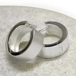 Klapp-creolen|Silber Klapp-Creolen|Elfen Schmuck Breite Herrenschmuck Klapp-Creolen mattiert 925 Silber