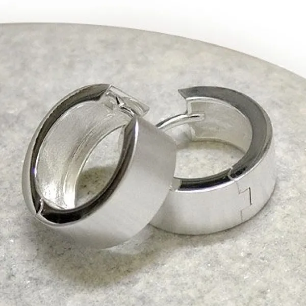 Klapp-creolen|Silber Klapp-Creolen|Elfen Schmuck Breite Herrenschmuck Klapp-Creolen mattiert 925 Silber
