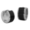 Klapp-creolen|Klapp-Creolen|Elfen Schmuck Breite Männer Edelstahl Creolen mit Streifen in schwarz matt