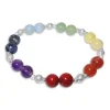 Damenarmbänder|Kugelarmbänder|Elfen Schmuck Chakra Armband Kugelarmband mit 7 Steinsorten und Metallkugeln 18 cm