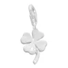 Silber Charms|Elfen Schmuck Charm Anhänger mattiertes Kleeblatt mit Zirkonia 925 Silber