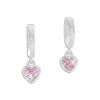 Klapp-creolen|Silber Klapp-Creolen|Elfen Schmuck Creolen mit Herz Anhänger rosa Zirkonia 925 Silber