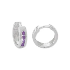 Klapp-creolen|Klapp-creolen|Elfen Schmuck Creolen mit lila Strass Steinen 925 Silber