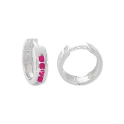 Klapp-creolen|Klapp-creolen|Elfen Schmuck Creolen mit rubin roten Strass Steinen 925 Silber