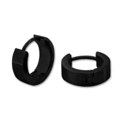 Klapp-creolen|Klapp-creolen|Elfen Schmuck Creolen schwarz Edelstahl glänzend 13 x 4 mm