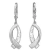 Ohrhänger|Silber Ohrhänger|Elfen Schmuck Damen Ohrringe Fisch-Symbol mit Zirkonia matt-glänzend 925 Silber