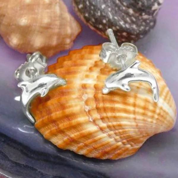 Ohrstecker|Ohrstecker|Elfen Schmuck Delfin Ohrringe 925 Silber