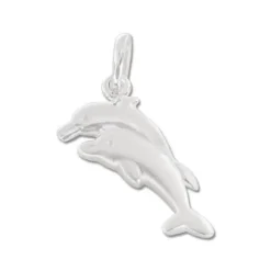 Anhänger Für Kinder|Silber Anhänger|Elfen Schmuck Delfin Paar Anhänger matt-glänzend 925 Silber
