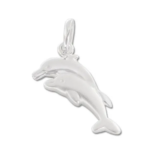 Anhänger Für Kinder|Silber Anhänger|Elfen Schmuck Delfin Paar Anhänger matt-glänzend 925 Silber