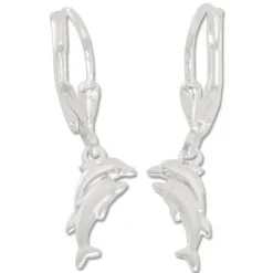 Ohrhänger|Silber Ohrhänger|Elfen Schmuck Delphin Paar Ohrhänger matt-glänzend 925 Silber
