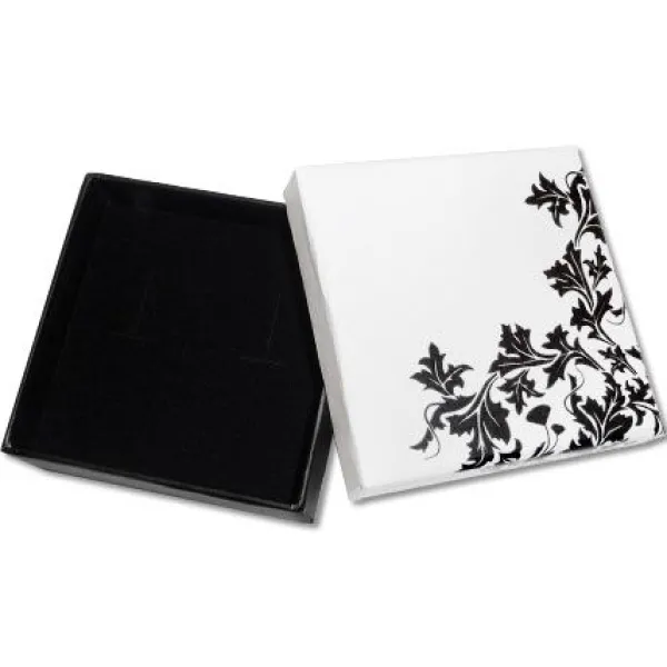Anhänger Etuis|Ohrring Etuis|Elfen Schmuck Design Schmuckschachtel schwarz-weiß 60 x 60 x 25 mm