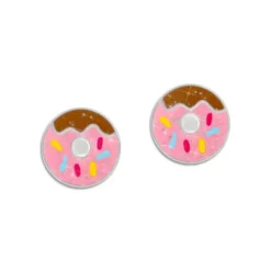 Ohrstecker|Silber Ohrstecker|Elfen Schmuck Donut Krapfen Ohrstecker mit Glitzer 925 Silber