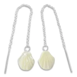 Durchzieher|Silber Durchzieher|Elfen Schmuck Durchzieher Ohrringe mit Perlmutt Muscheln 925 Silber
