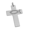 Anhänger Für Herren|Edelstahl Anhänger|Elfen Schmuck Edelstahl Kreuz Anhänger mit Fisch-Symbol