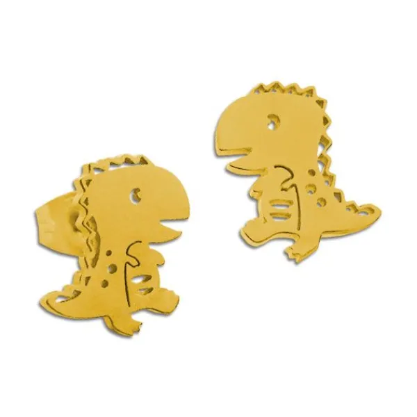 Ohrstecker|Ohrstecker|Elfen Schmuck Edelstahl Ohrringe Ohrstecker Dinosaurier goldfarben