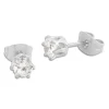 Ohrstecker|Ohrstecker|Elfen Schmuck Edelstahl Ohrstecker mit Zirkonia weiß rund 4 mm