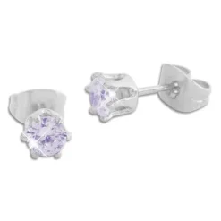 Ohrstecker|Ohrstecker|Elfen Schmuck Edelstahl Ohrstecker mit Zirkonia flieder lila rund 4 mm