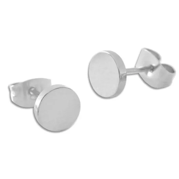 Ohrstecker|Ohrstecker|Elfen Schmuck Edelstahl Ohrstecker rund glänzend 6,5 mm