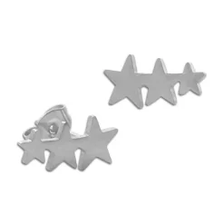Ohrstecker|Ohrstecker|Elfen Schmuck Edelstahl Ohrstecker Sternenreihe silber 13 x 6 mm