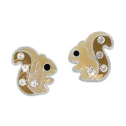 Ohrstecker|Silber Ohrstecker|Elfen Schmuck Eichhörnchen Ohrstecker mit Kristallen 925 Silber