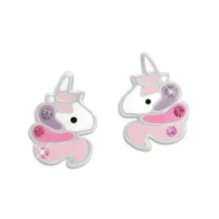 Ohrstecker|Silber Ohrstecker|Elfen Schmuck Einhorn Ohrstecker Fairy Floss Mähne mit Strass 925 Silber
