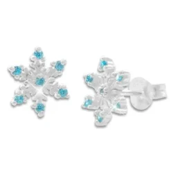 Ohrstecker|Ohrstecker|Elfen Schmuck Eiskristall Ohrstecker mit 7 Zirkonia Steinen aquablau 925 Silber