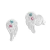 Ohrstecker|Silber Ohrstecker|Elfen Schmuck Engelsflügel Ohrstecker mit Kristallen in hellblau und rosa 925 Silber